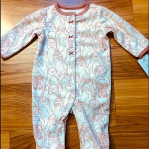 NWT - Carter’s fleece one piece snap up with built in footies - size 3m